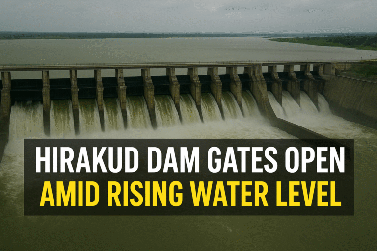 Hirakud Dam Gates Opened as Water Level Rises in Odisha