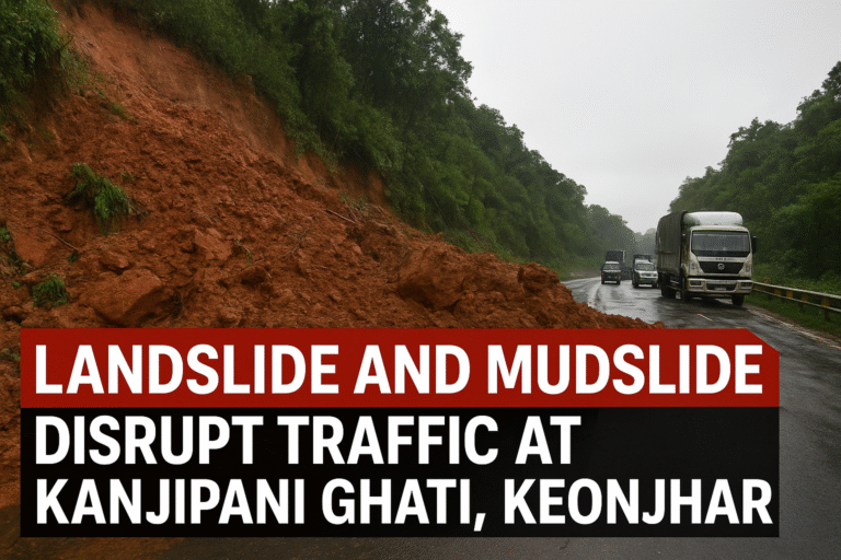 Landslide and Mudslide Disrupt Traffic at Kanjipani Ghati, Keonjhar